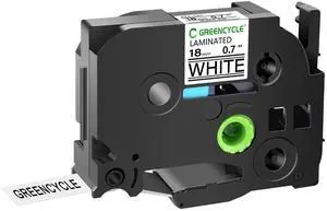 GREENCYCLE Compatible for TZe-241 TZ-241 18mm 0.7" Laminated Black on White Label Maker Tape Ptouch TZe241 TZ241 TZe TZ Label Tape for PT-D410 PT-D400 PT-D610BT PT-D600