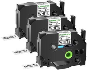GREENCYCLE 3 Pack Compatible for Brother TZe-241 TZ-241 18mm 0.7" Laminated Black on White Label Maker Tape Ptouch TZe241 TZ241 TZe TZ Label Tape for PT-1400 PT-1500 PT-1600