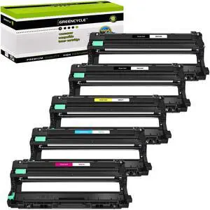 greencycle 5 Pack Compatible drum unit Replacement for Brother DR221 DR-221 DR221CL Work with MFC-9130CW HL-3170CDW HL-3140CW HL-3180CDW MFC-9330CDW Printer (2 Cyan, 1 Magenta, 1 Yellow)