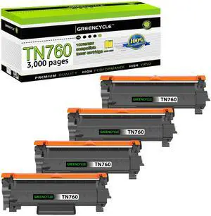 greencycle TN760 TN730 Toner Cartridge Compatible for Brother TN-760 TN-730 with CHIP Work with DCP-L2550DW HL-L2350DW HL-L2395DW HL-L2370DW MFC-L2750DW printer (Black 4 Pack)