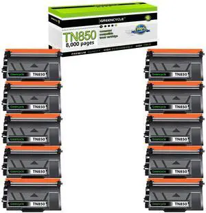 greencycle Compatible Toner Cartridge Replacement for Brother TN850 TN-850 TN820 TN-820 Work with HL-L6200DW HL-L6200DWT MFC-L5850DW MFC-L5900DW HL-L5200DW Series Printers (Black, 10 Pack)