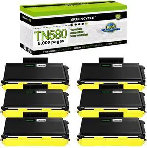 greencycle Compatible Toner Cartridge Replacement for Brother TN580 TN550 TN650 TN620 Work with HL-5370DW HL-5250DN HL-5340D MFC-8480DN MFC-8890DW MFC-8860DN DCP-8060 DCP-8065DN (Black 6 Pack)