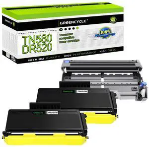 greencycle High Yield Black Toner Cartridge & Drum Unit Set Replacement for Brother TN580 TN650 DR520 Work with DCP-8060 DCP-8065DN HL-5240 HL-5250 MFC-8870WN MFC-8480DN(2 Toner,1 Drum)