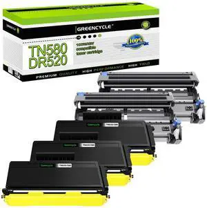 greencycle High Yield Black Toner Cartridge & Drum Unit Set Replacement for Brother TN580 TN650 DR520 Work with DCP-8060 DCP-8065DN HL-5240 HL-5250 MFC-8870WN MFC-8480DN(3 Toner,2 Drum)