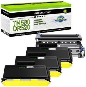 greencycle High Yield Black Toner Cartridge & Drum Unit Set Replacement for Brother TN580 TN650 DR520 Work with DCP-8060 DCP-8065DN HL-5240 HL-5250 MFC-8870WN MFC-8480DN(3 Toner,1 Drum)