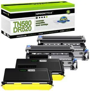 greencycle High Yield Black Toner Cartridge & Drum Unit Set Replacement for Brother TN580 TN650 DR520 Work with DCP-8060 DCP-8065DN HL-5240 HL-5250 MFC-8870WN MFC-8480DN(2 Toner,2 Drum)