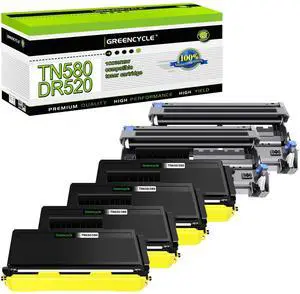 greencycle High Yield Black Toner Cartridge & Drum Unit Set Replacement for Brother TN580 TN650 DR520 Work with DCP-8060 DCP-8065DN HL-5240 HL-5250 MFC-8870WN MFC-8480DN(4 Toner,2 Drum)
