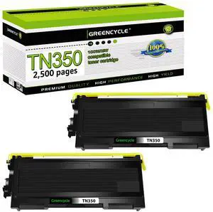 greencycle TN350 TN-350 Toner Cartridge Replacement Compatible with Brother DCP-7010 DCP-7020 DCP-7025 HL-2040 DCP-7020 MFC-7820n Intellifax 2820 2850 2920 MFC-7820n MFC-7420 MFC-7820D (2 Pack)
