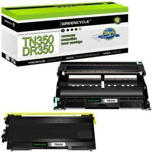 greencycle TN350 TN-350 Toner Cartridge & DR350 DR-350 Drum Unit Set Compatible with Brother MFC-7820n MFC-7420 MFC-7220 HL-2030 HL-2040 DCP-7020 Intellifax 2820 Printer (1 Toner, 1 Drum)