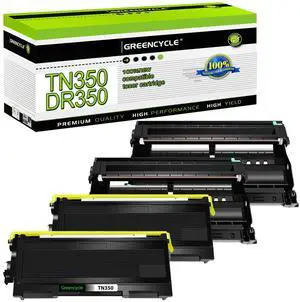 greencycle TN350 TN-350 Toner Cartridge & DR350 DR-350 Drum Unit Set Compatible with Brother MFC-7820n MFC-7420 MFC-7220 HL-2030 HL-2040 DCP-7020 Intellifax 2820 Printer (2 Toner, 2 Drum)