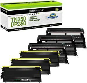 greencycle TN350 TN-350 Toner Cartridge & DR350 DR-350 Drum Unit Set Compatible with Brother MFC-7820n MFC-7420 MFC-7220 HL-2030 HL-2040 DCP-7020 Intellifax 2820 Printer (3 Toner, 3 Drum)