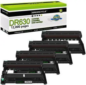 greencycle Drum Unit Replacement for Brother DR630 DR-630 Work with HL-L2340DW L2360DW L2300D L2380DW L2740DW DCP-L2540DW L2520DW L2320D MFC-L2740DW L2705DW L2700DW (4 Pack, no toner)