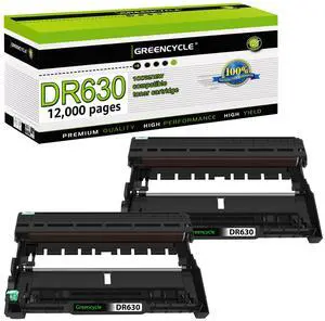 greencycle Drum Unit Replacement for Brother DR630 DR-630 Work with HL-L2340DW L2360DW L2300D L2380DW L2740DW DCP-L2540DW L2520DW L2320D MFC-L2740DW L2705DW L2700DW (2 Pack, no toner)