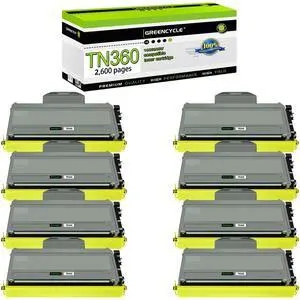 greencycle High Yield Toner Cartridge Compatible with Brother TN360 TN330 TN-360 TN-330 Work with HL-2140 HL-2170W MFC-7840W MFC-7340 MFC-7440N DCP-7030 DCP-7040 Printer (Black 8 Pack)