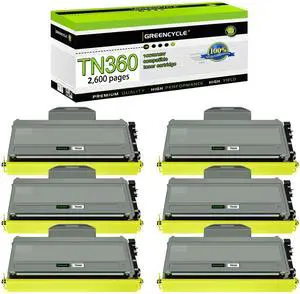 greencycle High Yield Toner Cartridge Compatible with Brother TN360 TN330 TN-360 TN-330 Work with HL-2140 HL-2170W MFC-7840W MFC-7340 MFC-7440N DCP-7030 DCP-7040 Printer (Black 6 Pack)