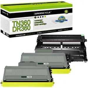greencycle Compatible Toner Cartridge and Drum Unit Replacement for TN360 TN330 DR360 DR-360 High Yield Compatible with Brother HL-2170w HL-2140 MFC-7340 MFC-7340 DCP-7040 Printer(2 Toner,1 Drum)