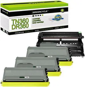 greencycle Compatible Toner Cartridge and Drum Unit Replacement for TN360 TN330 DR360 DR-360 High Yield Compatible with Brother HL-2170w HL-2140 MFC-7340 MFC-7340 DCP-7040 Printer(3 Toner,1 Drum)