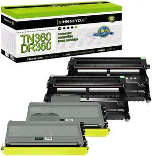 greencycle Compatible Toner Cartridge and Drum Unit Replacement for TN360 TN330 DR360 DR-360 High Yield Compatible with Brother HL-2170w HL-2140 MFC-7340 MFC-7340 DCP-7040 Printer(2 Toner,2 Drum)