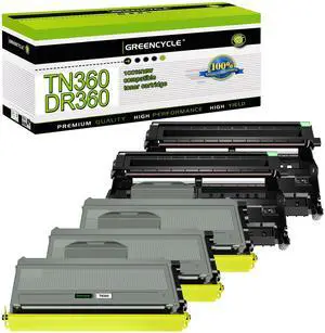 greencycle Compatible Toner Cartridge and Drum Unit Replacement for TN360 TN330 DR360 DR-360 High Yield Compatible with Brother HL-2170w HL-2140 MFC-7340 MFC-7340 DCP-7040 Printer(3 Toner,2 Drum)
