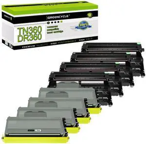 greencycle Compatible Toner Cartridge and Drum Unit Replacement for TN360 TN330 DR360 DR-360 High Yield Compatible with Brother HL-2170w HL-2140 MFC-7340 MFC-7340 DCP-7040 Printer(4 Toner,4 Drum)