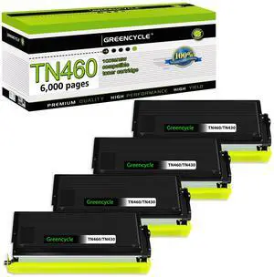 greencycle Compatible Toner Cartridge Replacement for Brother TN-460 TN570 TN560 Work with Intellifax 4100e 4750e HL-1240 DCP-1200 MFC-1260 MFC-2500 Printer (Black 4 Pack)