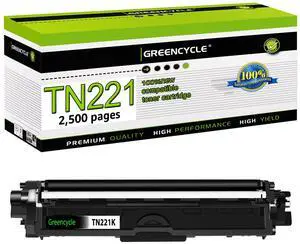 greencycle High Yield Compatible Toner Cartridge Replacement for Brother TN221K TN-221 TN221BK Work with HL-3170CDW HL-3140CW HL-3180CDW MFC-9130CW MFC-9330CDW laser Printer (1 Pack)