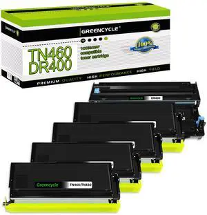 greencycle TN460 Toner Cartridge and DR400 Drum Unit Replacement Set Compatible for Brother DCP-1200 HL-1240 MFC-8300 MFC-9750 MFC-9800 Intellifax 4100 4750 5750 Printer (4 Toner, 1 Drum)