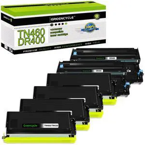 greencycle TN460 Toner Cartridge and DR400 Drum Unit Replacement Set Compatible for Brother DCP-1200 HL-1240 MFC-8300 MFC-9750 MFC-9800 Intellifax 4100 4750 5750 Printer (4 Toner, 2 Drum)