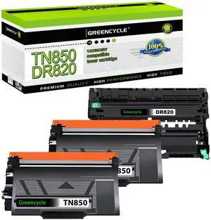 greencycle TN850 Toner Cartridge & DR820 Drum Unit Set Compatible with Brother DCP-L5500DN L5600DN L5650DN HL-L6200DW L6200DWT L5200DWT L5200DW L5100DN L5000D MFC-L5850DW L5900DW( 2 Toner, 1 Drum )
