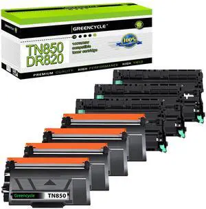 greencycle TN850 Toner Cartridge & DR820 Drum Unit Set Compatible with Brother DCP-L5500DN L5600DN L5650DN HL-L6200DW L6200DWT L5200DWT L5200DW L5100DN L5000D MFC-L5850DW L5900DW( 4 Toner, 3 Drum )