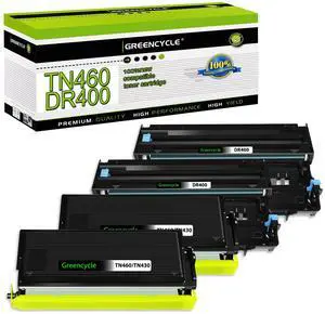 greencycle TN460 Toner Cartridge and DR400 Drum Unit Replacement Set Compatible for Brother DCP-1200 HL-1240 MFC-8300 MFC-9750 MFC-9800 Intellifax 4100 4750 5750 Printer (2 Toner, 2 Drum)