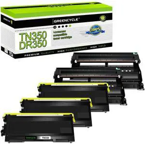 greencycle TN350 TN-350 Toner Cartridge & DR350 DR-350 Drum Unit Set Compatible with Brother MFC-7820n MFC-7420 MFC-7220 HL-2030 HL-2040 DCP-7020 Intellifax 2820 Printer (3 Toner, 2 Drum)
