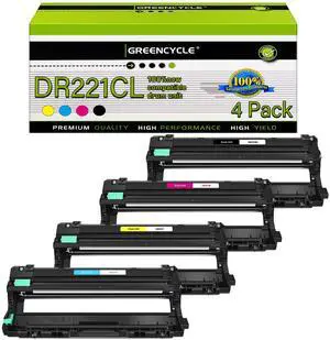 greencycle 4 Pack DR221CL High Yield Drum Unit Replacement for Brother DR221 DR-221 Work with HL-3140CW HL-3170CDW MFC-9130CW MFC-9330CDW MFC-9340CDW DCP-9020CDN laser printer(1K,1M,1C,1Y)