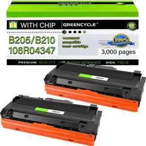 GREENCYCLE Compatible Xerox B205 B210 B215 Toner Cartridge Replacement for Xerox 106R04347 106R04346 Work with B205NI B205MFP B210DNI B215DNI B215MFP Series Printers (Black, 2 Pack)