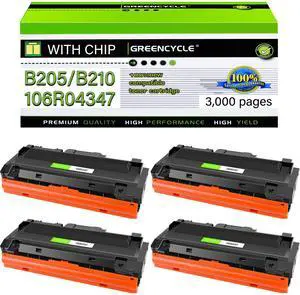GREENCYCLE Compatible Xerox B205 B210 B215 Toner Cartridge Replacement for Xerox 106R04347 106R04346 Work with B205NI B205MFP B210DNI B215DNI B215MFP Series Printers (Black, 4 Pack)