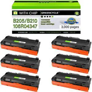 GREENCYCLE Compatible Xerox B205 B210 B215 Toner Cartridge Replacement for Xerox 106R04347 106R04346 Work with B205NI B205MFP B210DNI B215DNI B215MFP Series Printers (Black, 6 Pack)