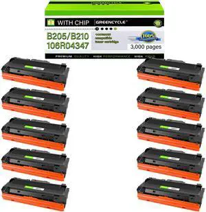 GREENCYCLE Compatible Xerox B205 B210 B215 Toner Cartridge Replacement for Xerox 106R04347 106R04346 Work with B205NI B205MFP B210DNI B215DNI B215MFP Series Printers (Black, 10 Pack)