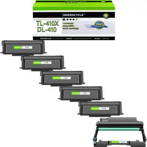 GREENCYCLE 5-Pack TL-410X Compatible Toner Cartridge & 1-Pack DL-410 Drum Replacement for Pantum TL-410H Toner & DL410 Drum Use for M6702DW M6800FDW M7102DN M7202FDW P3012DW P3302DW(5Toner + 1Drum)