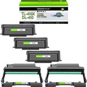 GREENCYCLE 3-Pack TL-410X Compatible Toner Cartridge & 2-Pack DL-410 Drum Replacement for Pantum TL-410H Toner & DL410 Drum Use for M6702DW M6800FDW M7102DN M7202FDW P3012DW P3302DW(3Toner + 2Drum)