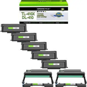 GREENCYCLE 5-Pack TL-410X Compatible Toner Cartridge & 2-Pack DL-410 Drum Replacement for Pantum TL-410H Toner & DL410 Drum Use for M6702DW M6800FDW M7102DN M7202FDW P3012DW P3302DW(5Toner + 2Drum)