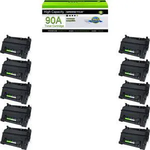 GREENCYCLE CE390A 90A Toner Cartridge Replacement Compatible for HP Laserjet M4555f M4555fskm M4555h Laserjet Enterprise M603dn M603n M603xh M602n M602x Series Printers (Black, 10 Pack)