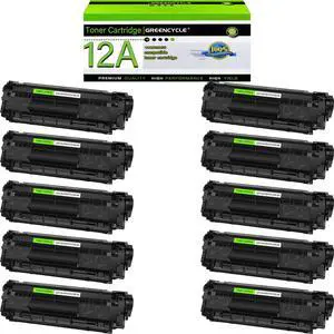 greencycle Q2612A Toner Cartridge Replacement Compatible for HP 12A Black Toner Cartridge Laserjet 1010 1012 1018 1020 1022 1022N 3015 3030 3052 3055 M1005 M1319F (10PCS)