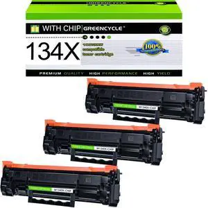 greencycle 134X with Chip Cartridge Replacement Compatible for HP 134X Black Toner Cartridge W1340X Work with Laser Jet M209dw M234dw M234sdn M234sdw Printer Ink Cartridge(3PCS,with Chip)