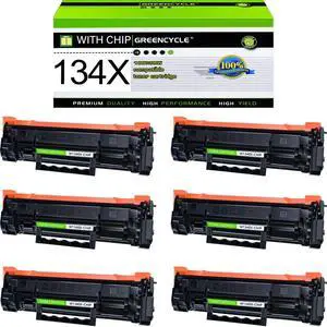 greencycle 134X with Chip Cartridge Replacement Compatible for HP 134X Black Toner Cartridge W1340X Work with Laser Jet M209dw M234dw M234sdn M234sdw Printer Ink Cartridge(6PCS,with Chip)