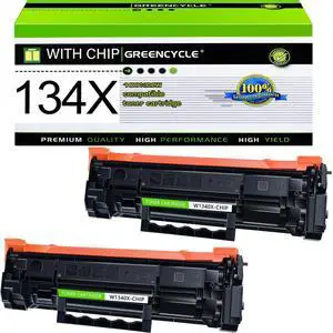 greencycle 134X with Chip Cartridge Replacement Compatible for HP 134X Black Toner Cartridge W1340X Work with Laser Jet M209dw M234dw M234sdn M234sdw Printer Ink Cartridge(2PCS,with Chip)
