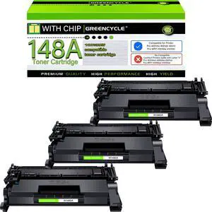 greencycle W1480A Toner Cartridge Replacement Compatible for HP 148A Black Toner Cartridge Work with Laser jet Pro 4001dw 4001dn 4001n MFP 4101fdw 4101fdn Ink Cartridge(3PCS,With Chip)