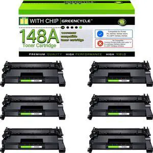 greencycle W1480A Toner Cartridge Replacement Compatible for HP 148A Black Toner Cartridge Work with Laser jet Pro 4001dw 4001dn 4001n MFP 4101fdw 4101fdn Ink Cartridge(6PCS,With Chip)