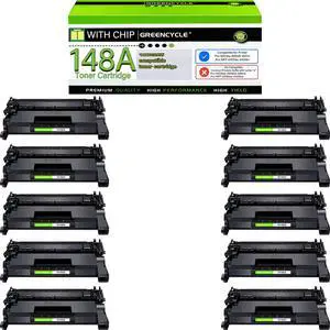 greencycle W1480A Toner Cartridge Replacement Compatible for HP 148A Black Toner Cartridge Work with Laser jet Pro 4001dw 4001dn 4001n MFP 4101fdw 4101fdn Ink Cartridge(10PCS,With Chip)