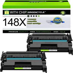 greencycle 148X with Chip Toner Cartridge Replacement Compatible for HP 148X Black Toner Cartridge W1480X Work with Laser Jet Pro 4001dw 4001dn 4001n MFP 4101fdw 4101fdn Ink Cartridge(2PCS,with Chip)