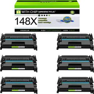 greencycle 148X with Chip Toner Cartridge Replacement Compatible for HP 148X Black Toner Cartridge W1480X Work with Laser Jet Pro 4001dw 4001dn 4001n MFP 4101fdw 4101fdn Ink Cartridge(6PCS,with Chip)